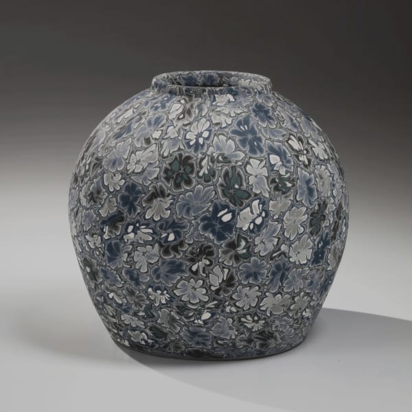 Matsui Kōsei (1927-2003) Blue and white neriage (marbleized) vessel ca. 1988 Marbleized stoneware 8 3/8 x 8 1/2 inches Inv# 10977 SOLD