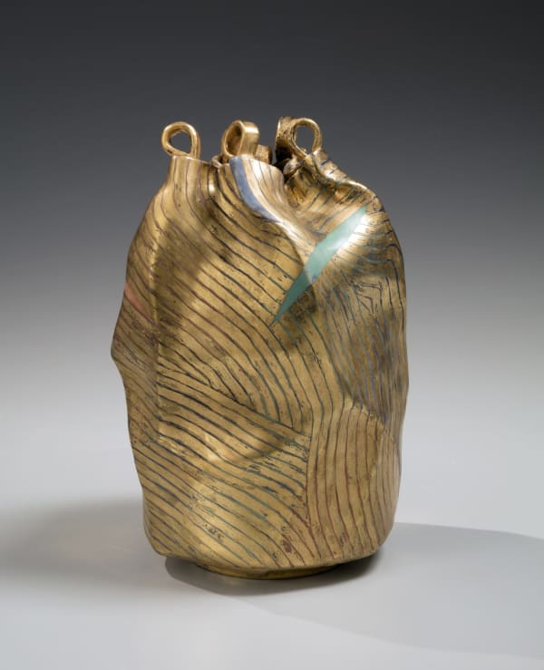 Tsuboi Asuka (b. 1932) Spring Autumn Philosopher's Lane 2018 Glazed stoneware with gold overglaze 11 1/4 x 8 x 7 1/2 inches Inv# 10891 SOLD