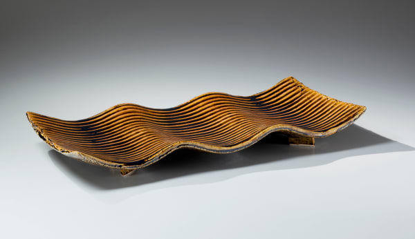 Suzuki Tetsu (b. 1964) Undulating rectangular platter 2012 Glazed stoneware 2 3/4 x 22 x 10 3/4 inches SOLD