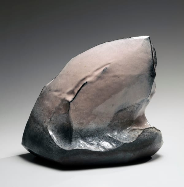 Kaneta Masanao (b. 1953) Rock-like, scooped-out vessel with multi-planed body, unctuous Hagi glazes with kiln effects 2019 Hagi-glazed stoneware with kiln effects 12 3/4 x 15 x 10 7/8 in. Inv# 11066