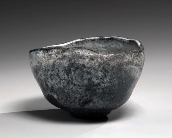 Kaneta Masanao (b. 1953) Round teabowl with irregular mouth and Hagi glaze 2019 Hagi-glazed stoneware with kiln effects 3 1/4 x 5 1/2 x 4 3/4 in. Inv# 11069