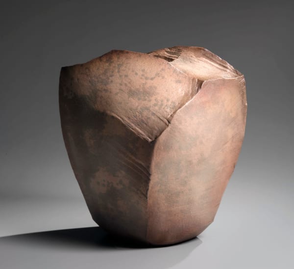 Kaneta Masanao (b. 1953) Rock-like vase with multi-plane body and Hagi kohiki-glaze with kiln effects 2019 Kohiki-glazed stoneware with kiln effects 15 1/4 x 15 1/4 x 12 7/8 in. Inv# 11259