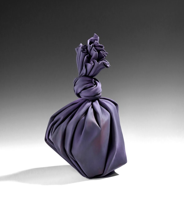 Tanaka Yū (b. 1989) Purple sculpture in the shape of a furoshiki (wrapping cloth) enclosing an object 2020 Matte-glazed stoneware 12 1/4 x 7 1/2 x 6 3/4 in. Inv# 11728 SOLD