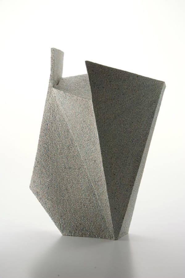 Tall, rectangular leaning form with colored clay inlays (#2) 2007 Stoneware 22 1/4 x 16 1/8 x 6 3/4\"