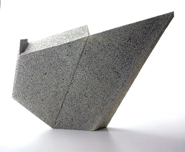 Large sculpture with extended triangular corner and colored clay inlays (#3) 2005 Stoneware 22 3/8 x 30 5/8 x 3 1/8\" Inv# 5431