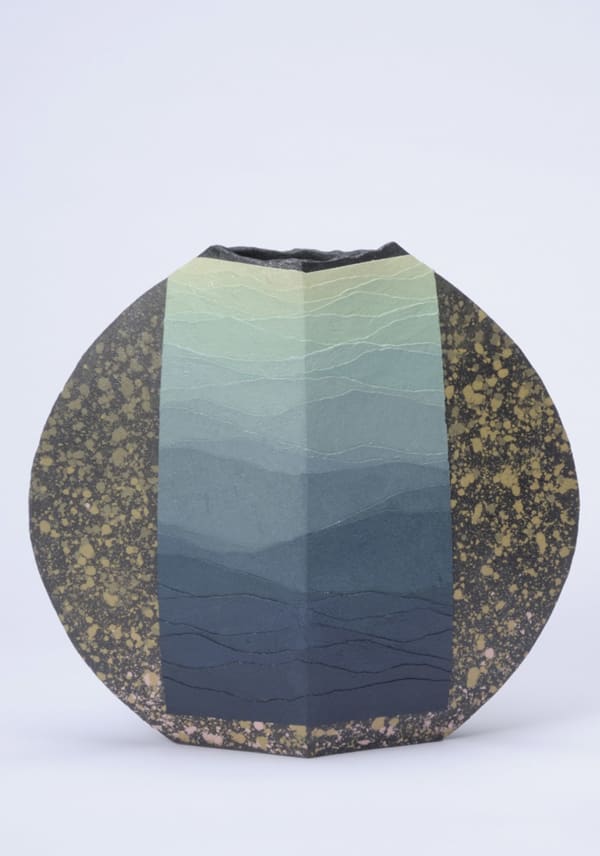 Rising Sea 2008 Stoneware with colored-clay overlays 12 x 12 7/8 x 4 1/8\" Inv# 6001