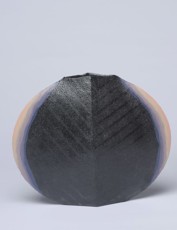 Midnight Rainbow I 2008 Stoneware with colored-clay overlays 10 1/2 x 12 5/8 x 3 3/4\" Inv# 6002