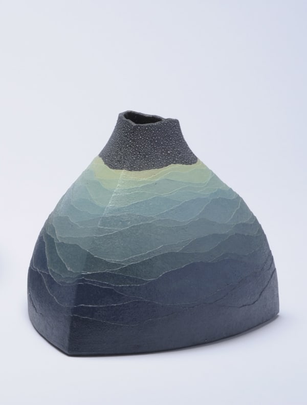 Billow II 2008 Stoneware with colored-clay overlays 6 1/4 x 8 1/8 7 1/2\" Inv# 6004