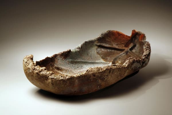 Harada Shûroku (b. 1941) Large leaf-shaped Bizen-ware platter 2006 Stoneware 7 1/2 x 32 1/2 x 14 inches Inv#5335