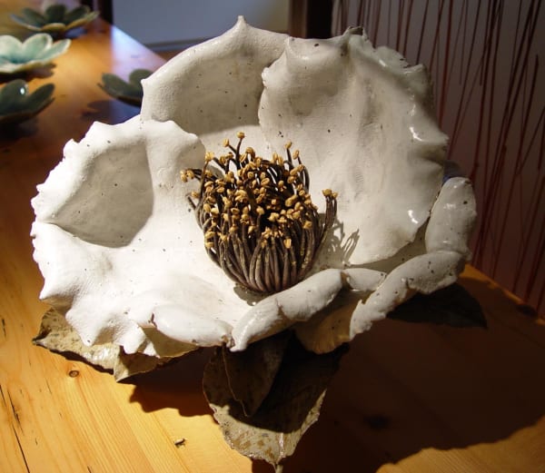 Sugiura Yasuyoshi (b. 1949) Sculpture of a Camellia 2008 Stoneware 9 7/8 x 15 3/4 x 15 3/4 inches; Inv#5920