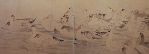 Nagasawa Rosetsu (1754 - 1799) Swimming Ducks ca. 1790 Ink and light color on paper 54 x 59 inches Inv#2303
