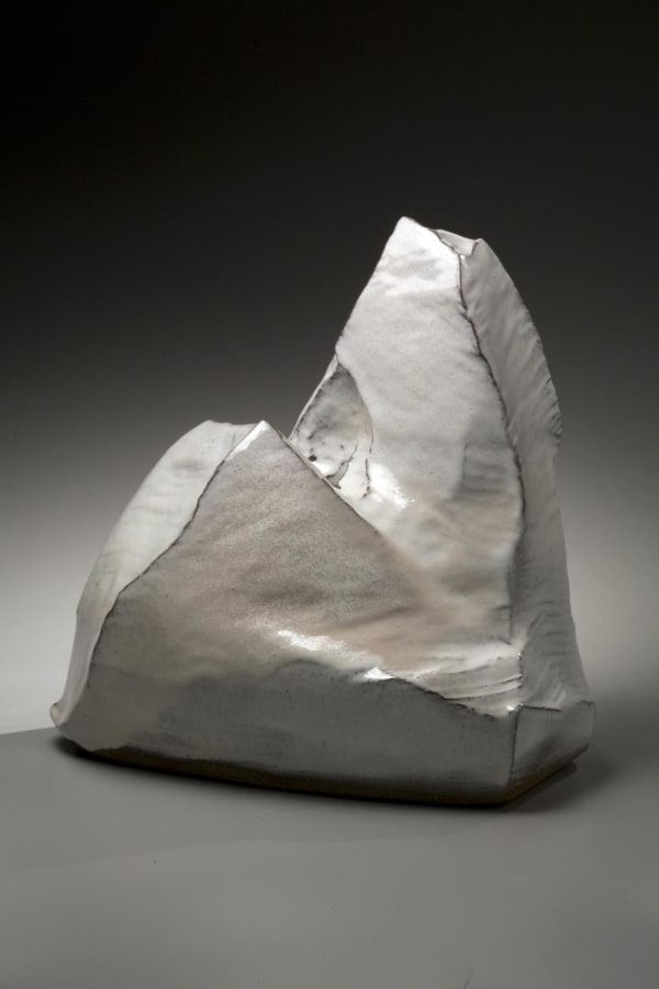Kaneta Masanao (b.1953) Mountain vessel with triangular peak and sharply sculpted edges, with unctuous white Hagi glaze, 2008 Glazed stoneware 14 x 14 3/4 x 16 1/8 inches
