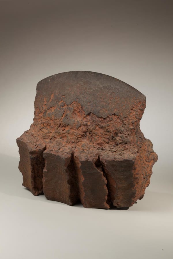 Akiyama Yo (b.1953) Wheel thrown rectangular sculpture with blade-like top; T952, 1995 Unglazed stoneware with iron filings 12 x 13 x 7 1/2 inches Inv# 6411