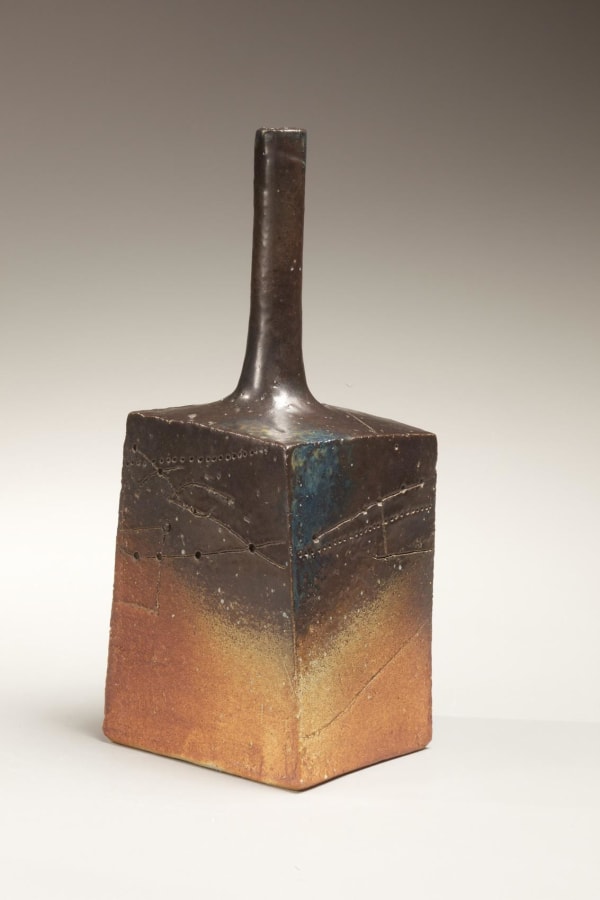 Katô Kiyoyuki (b. 1953) Blue-black ash-glazed stoneware vase with long slender neck, ca. 1965 Glazed stoneware 10 1/2 x 4 1/4 x 4 inches Inv# 6772 SOLD