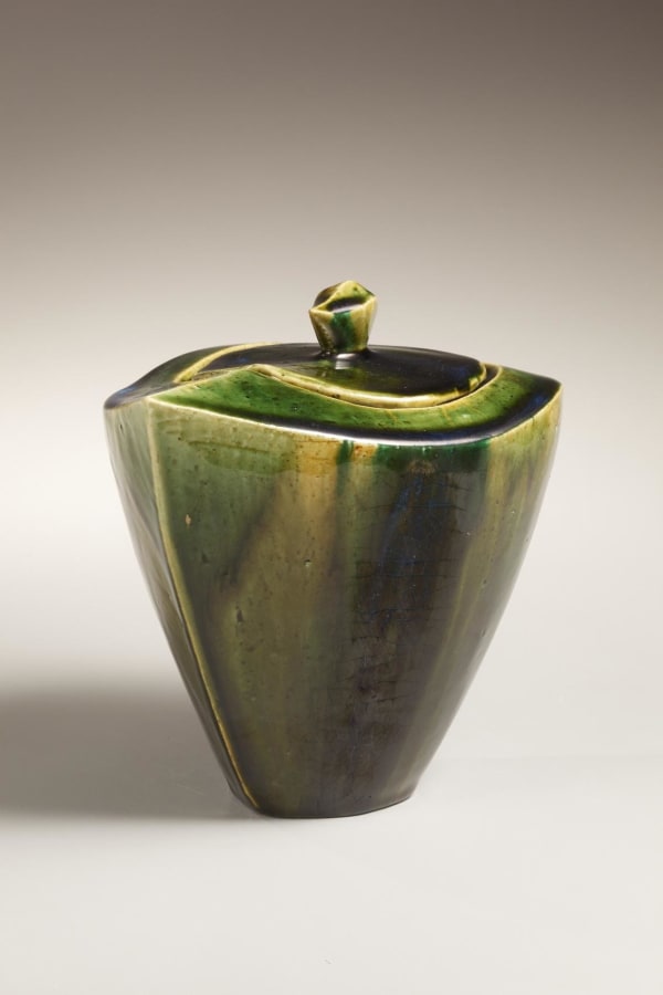Kato Yasukage (b. 1964) Oribe mizuashi(water storage jar), 2010 Stoneware; 8 1/2 x 10 3/4 x 7 inches Inv# 6788