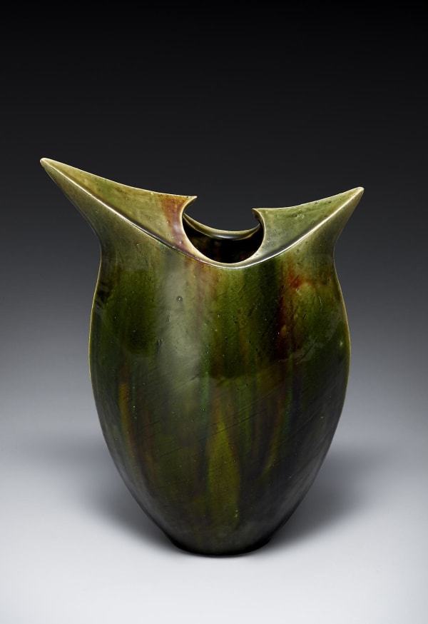 Kato Yasukage (b. 1964) Oribe-glazed sculpted flower vessel 2011 Glazed stoneware 20 x 16 x 8 1/4 inches