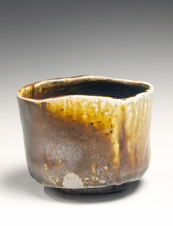 Golden brown salt-glazed rounded teabowl, titled Samidare (Early Summer Rain), 2012 Glazed stoneware 4 x 4 1/2 in. Inv# 7984