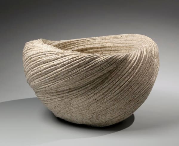 Oblong swirling double-walled vessel with gently cascading folds, 2013 Stoneware with sand glaze 9 1/4 x 16 7/8 x 12 3/8 in. Inv# 8533 SOLD