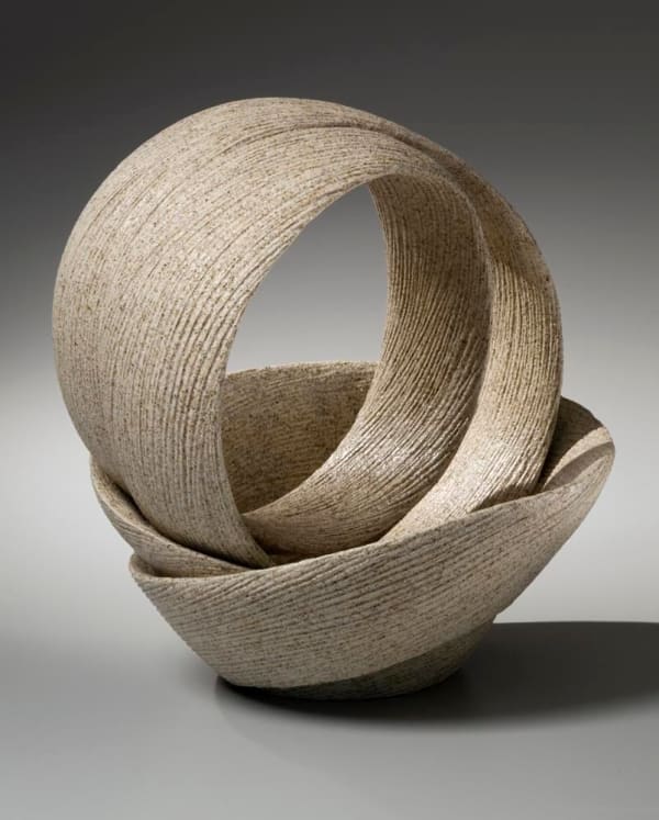 Open twisting double-walled sculpture with incised linear carving, 2012 Stoneware with sand glaze 16 3/8 x 14 1/8 x 16 1/8 in. Inv# 8540 SOLD