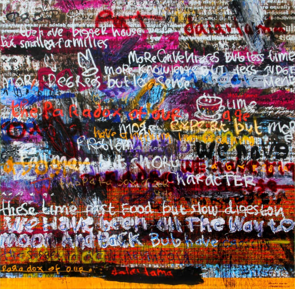 Dalai Lama, Paradox of our Age 200 x 200 cm Mixed Media on Canvas