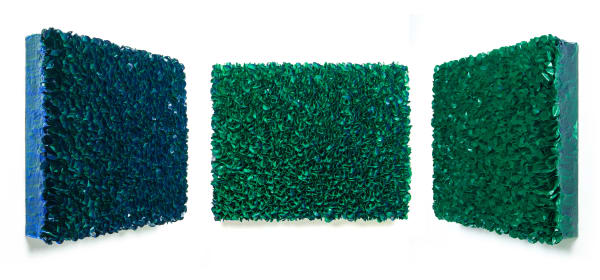 Flower Field, Blue Green 70 x 90 cm Rice paper and acrylic on canvas