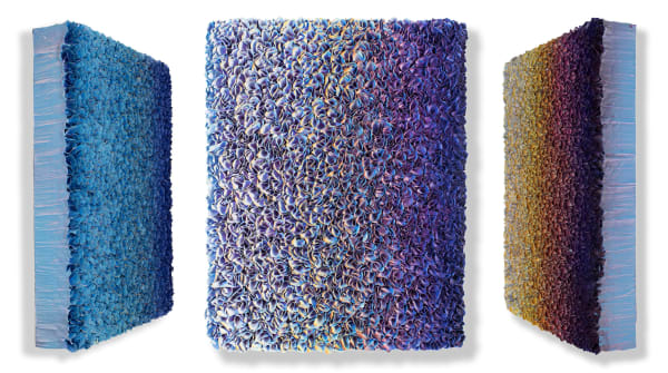 Flower Field, Blue Purple Rice paper and acrylic on canvas 90 x 70 cm