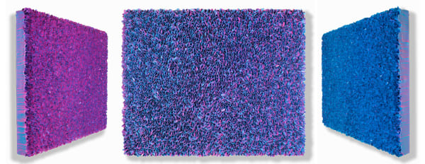Flower Field, Purple Blue Rice paper and acrylic on canvas 120 x 150 cm