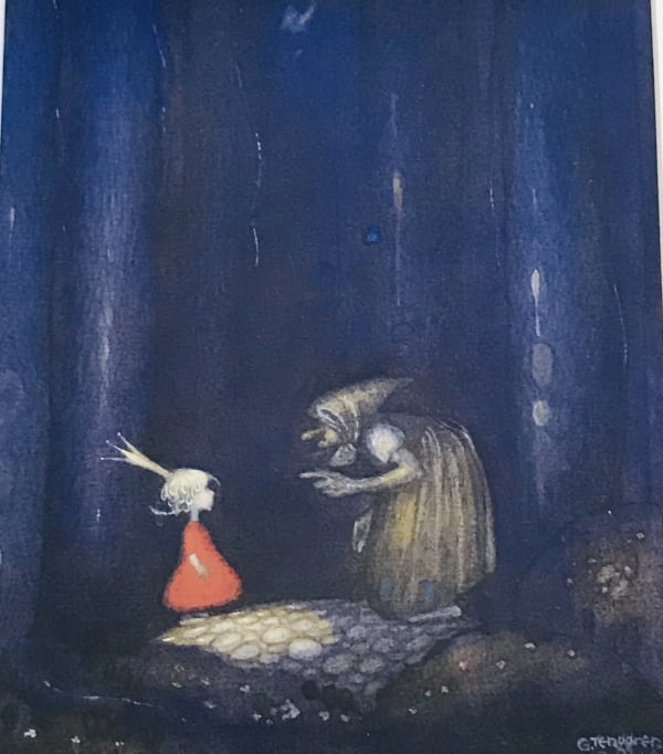 Gustaf Tenggren The Princess and the Witch watercolour heightened with white 20.5 x 17cm. signed and dated G.Tenggren 1918 l.r.