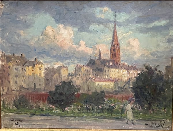 Erik Tryggelin , Johannes church seen from Jarlaplan, Stockholm, 1922