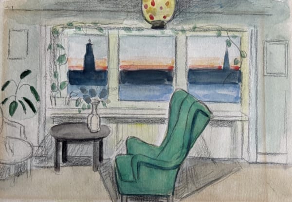 Einar Jolin, Interior with view of Stockholm, 1939