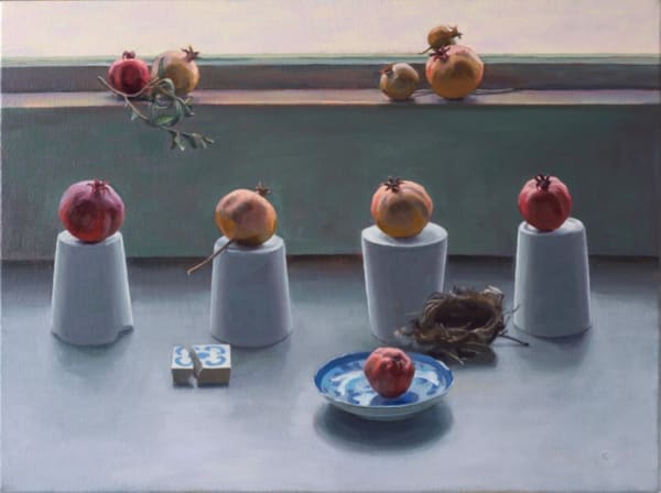 Carol Ivey, Pomegranate Grouping, 2013, Carol Ivey, oil on canvas, 24 x 32”