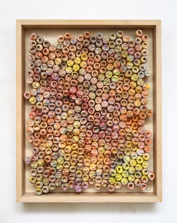 CRISTIANO PETRUCCI ALTRO ESSERE 2024 HANDCRAFTED AND FLAME SCULPTED PING PONG BALLS WITH VIBRANT PAINT AND CERAMIC COATING 100 X 80 CM PHOTO CREDIT GIORGIO BENNI COURTESY CRIS CONTINI CONTEMPORARY