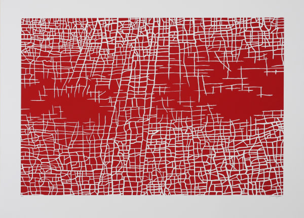 Massimiliano Galliani, Le strade del tempo, 2014, carta e vernice su tela, cm 120x210