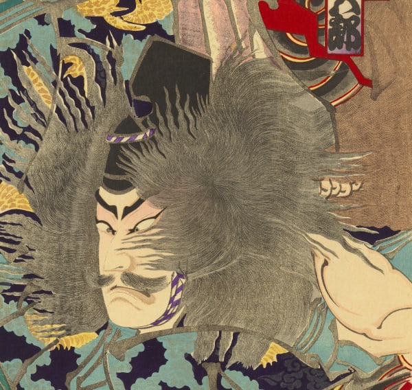 Hayashi Motoharu (1858-1903) - Actors Ichikawa Sadanji I in the role of Watanabe no Tsuna and Onoe Kikugoro V as the Demon of Mount Atago (Atagoyama no Akki), 1892