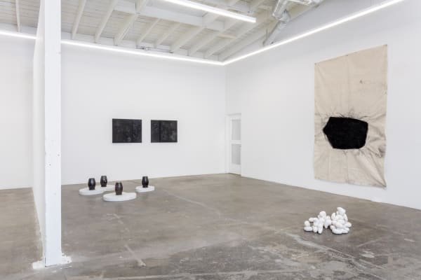 Installation view of the exhibition “WE ARE EXPERIENCING SOME TURBULENCE – PLEASE STOW AWAY YOUR ELECTRONIC DEVICES LHR | HND | BOG | LAX“, Baert Gallery, Los Angeles | Photo Joshua White