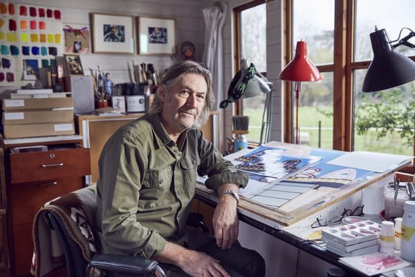 Denis Ryan in his studio, photographed by Alun Callender