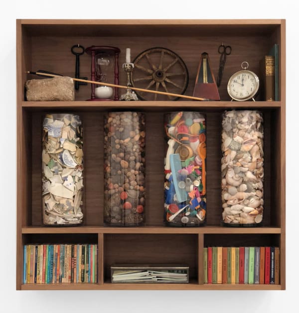 Mark Dion Theatrum Mundi (Cosmological Cabinet), 2018 wood cabinet, glass vitrines 106.7 x 106.7 x 25.4 cm