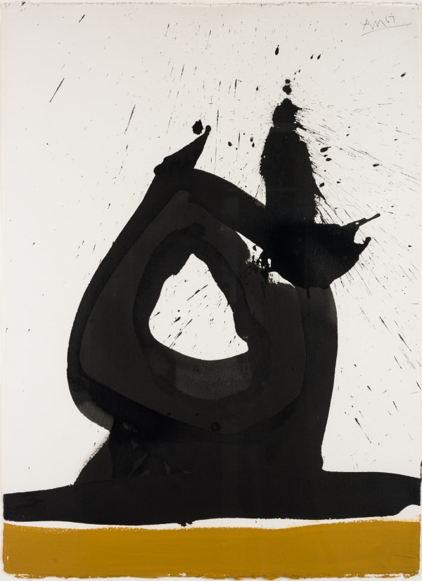 Robert Motherwell Black Image with Ochre, 1967 Acrylic and ink on paper 77.5 x 55.9 cm