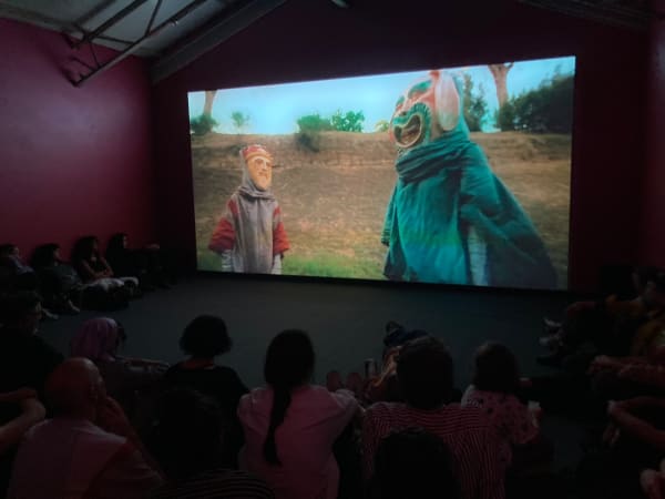 Installation view of Wael Shawky, I Am Hymns of the New Temples, 2023 at Sharjah Biennale 16, 2025. Image courtesy...