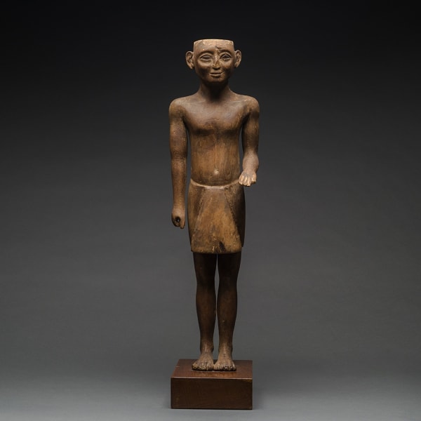4 New Kingdom Wooden Sculpture Of A Standing Man 1570 Bc 1070 Bc Egypt Wood 48 3Cm H