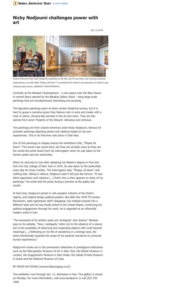 Nicky Nodjoumi challenges power with art