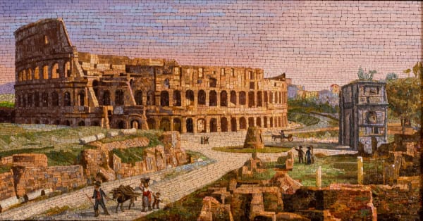 A Vatican School mosaic panel, "Colosseo 1800"