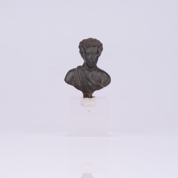 A draped bronze bust, possibly depicting young Commodus, 176-192 AD