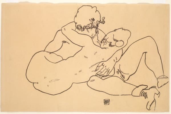 Schiele Two Embracing Nudes Lovers