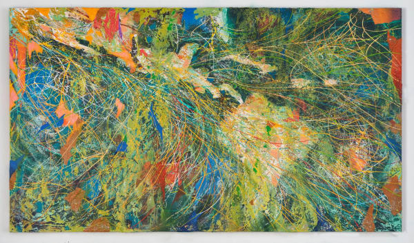 José Parlá. 'Heritage Trails, Journeys of Hope and Renewal', 2024. Acrylic, oil, enamel, collage, and plaster on canvas, 96 x 168 x 3 inches. Courtesy the artist and Parlá Studios.