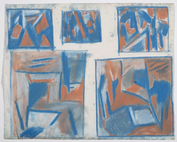 Study for paintings on mild steel, 1958-59, coloured chalk on paper, 43 x 53cm. The Gustav Metzger Foundation