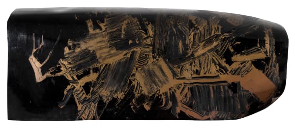 Painting on plastic, c.1958-60, oil on plastic, 60 x 135cm. The Gustav Metzger Foundation