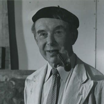 Unknown photographer, Martin Bloch: with pipe, pictured in an artist's studio, Leo Baeck Institute, F 1844
