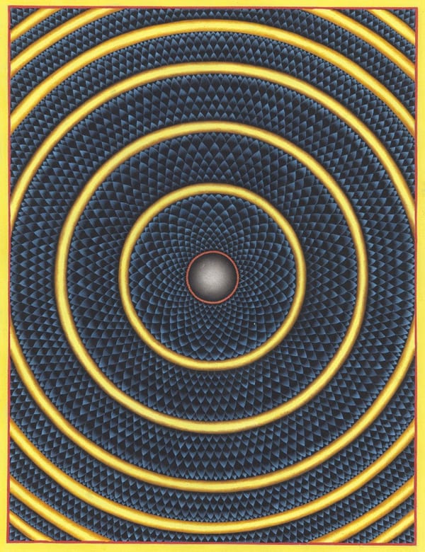 Alexander Gorlizki Press Here, 2015 Pigment and gold on paper 12 1/4 x 9 1/4 inches