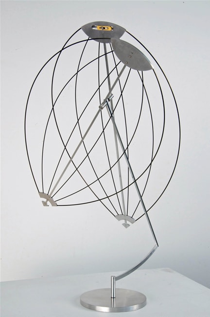 Pedro S. de Movellán Trident, 2013 Unidirectional carbon fiber, aluminum, brass, and stainless steel Maximum height: 25 inches Maximum swing: 23 inches